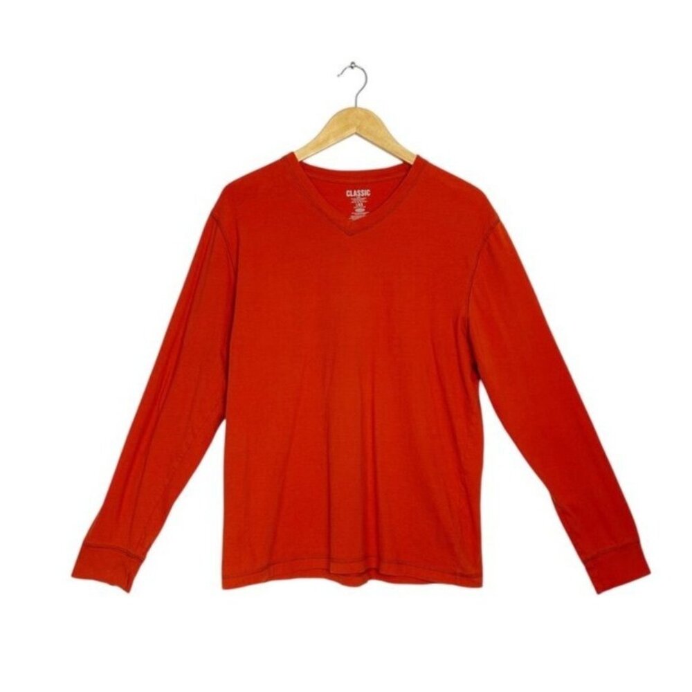 Old Navy Men's Classic V-Neck LS Shirt in Coral - Sz L